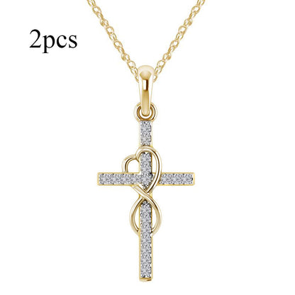 Rhinestone Cross Pendant Necklace (photo 25)