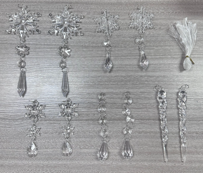 Clear Acrylic Icicle Christmas Ornaments, 10 Pcs (photo 14)