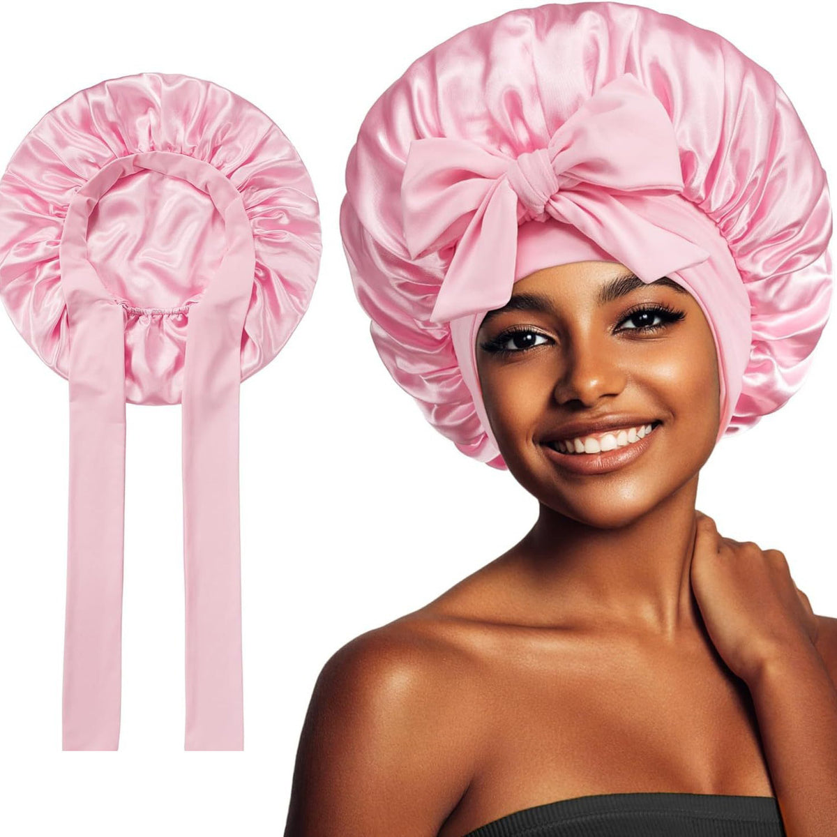 Satin Sleep Bonnet with Ribbon (photo 8)