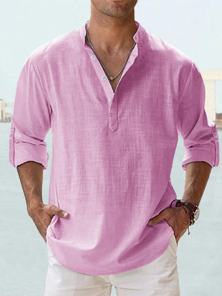 Men's Long-Sleeve Stand-Collar Pullover Shirt (photo 6)