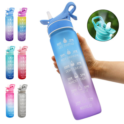 1 L Water Bottle with Spray Mist and Straw (photo 2)