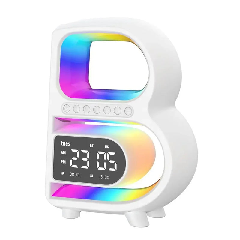 B-Shaped Bluetooth Speaker with Lamp, Alarm Clock and Wireless Charger (photo 15)