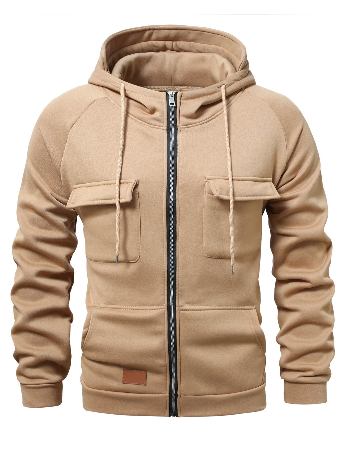 Men's Zip-Up Hoodie with Drawstring and Pockets (photo 13)