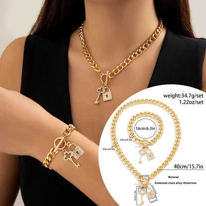 Chunky Chain Lock and Key Necklace or Bracelet (photo 17)