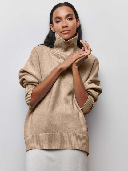Women's Solid Turtleneck Pullover Sweater (photo 7)