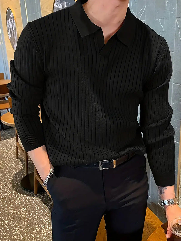 Men's Waffle Knit Long-Sleeve Polo Shirt (photo 4)