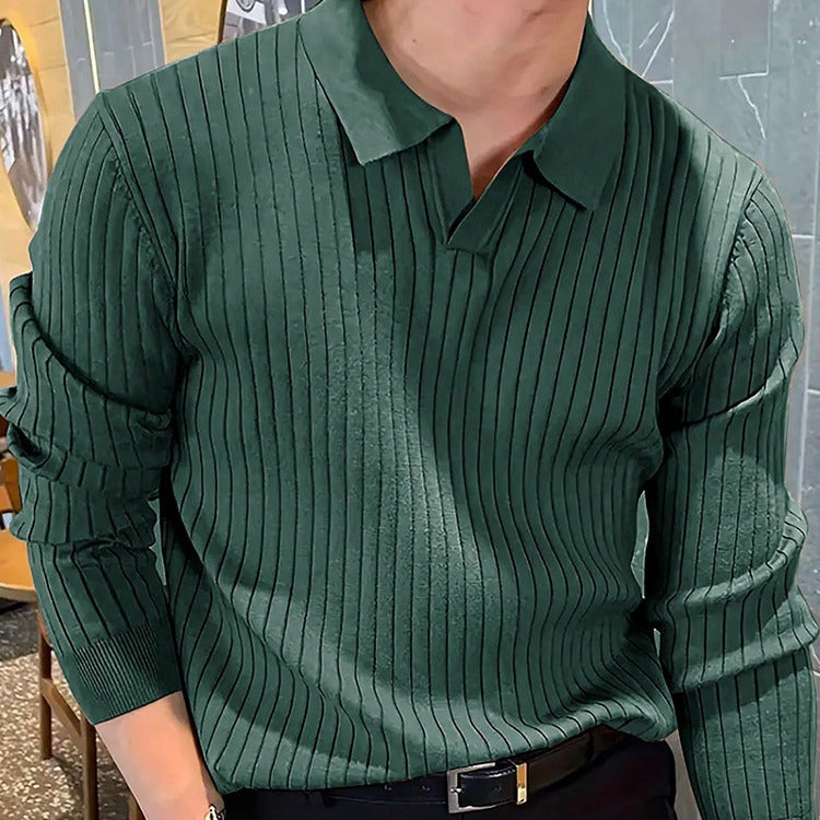 Men's Waffle Knit Long-Sleeve Polo Shirt (photo 2)