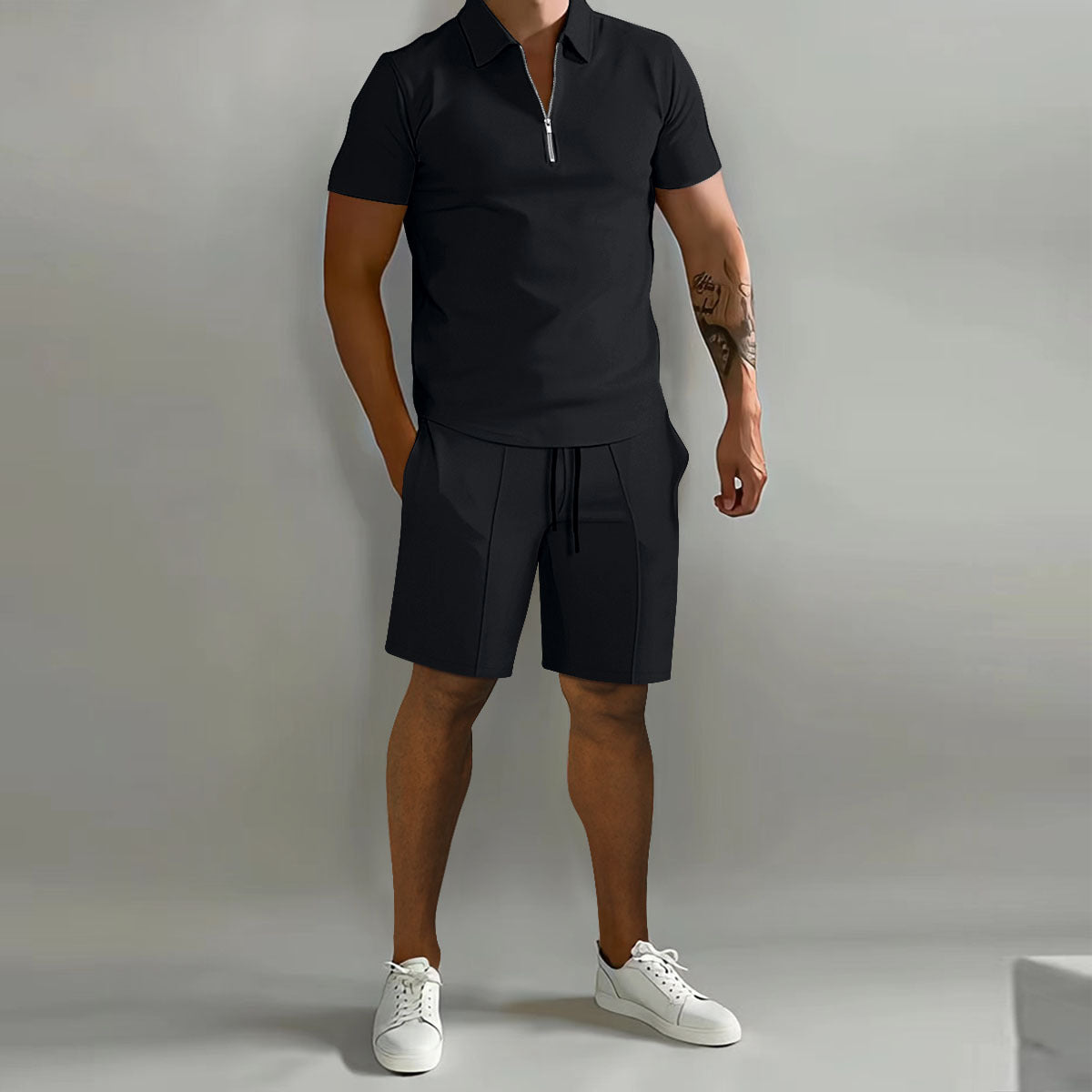 Men's Short-Sleeve Polo Shirt and Drawstring Shorts Set (photo 4)