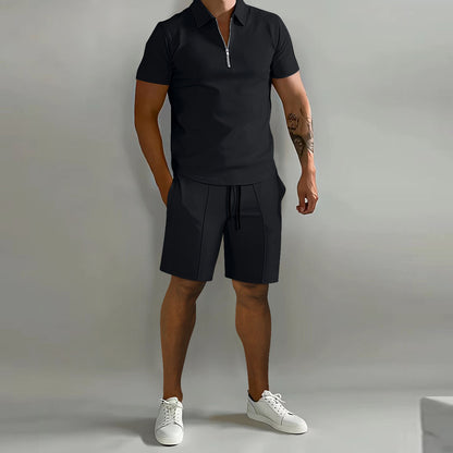 Men's Short-Sleeve Polo Shirt and Drawstring Shorts Set (photo 4)