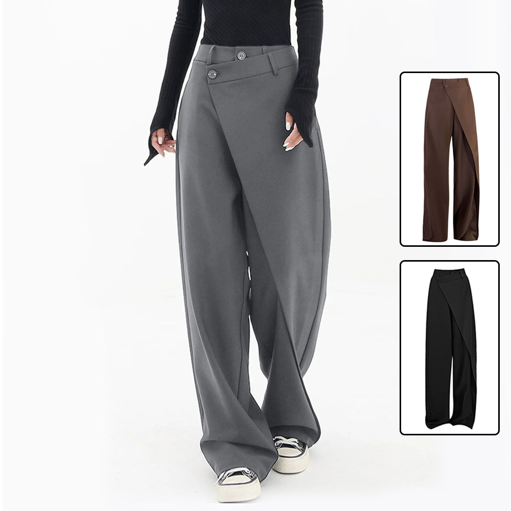 Women's High-Waist Irregular Wide-Leg Pants