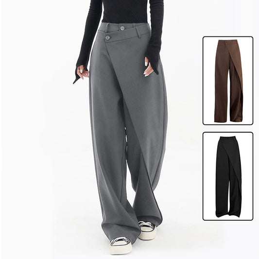 Women's High-Waist Irregular Wide-Leg Pants