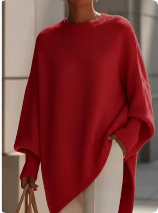 Women's Thick Knit Crewneck Pullover Sweater, Loose Fit (photo 11)
