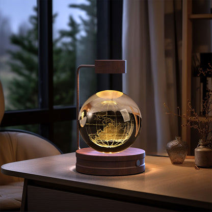 3D Engraved Crystal Ball Night Light with Wooden Base, USB (photo 53)