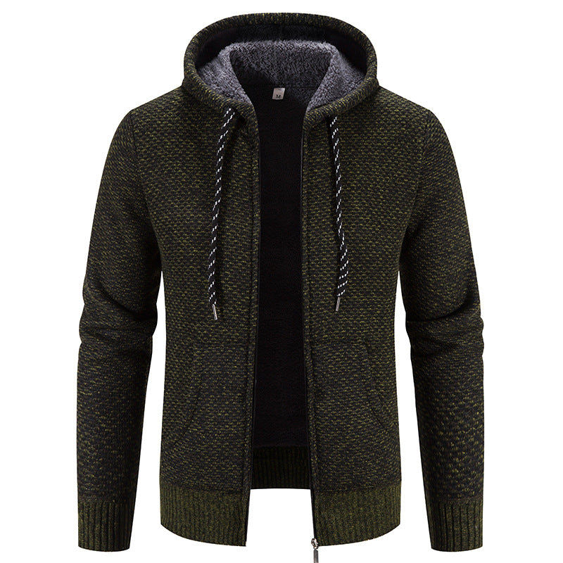 Men's Hooded Plush Zip-Up Sweater Jacket (photo 3)
