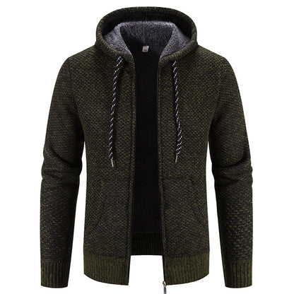 Men's Hooded Plush Zip-Up Sweater Jacket (photo 3)
