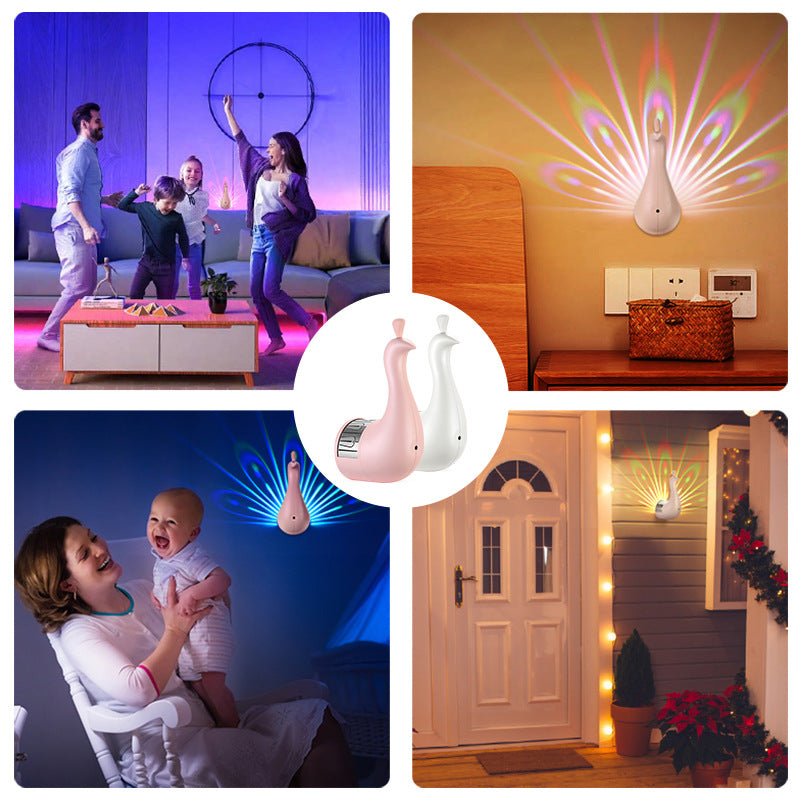 Peacock Feather Projection Wall Lamp with Remote (photo 4)