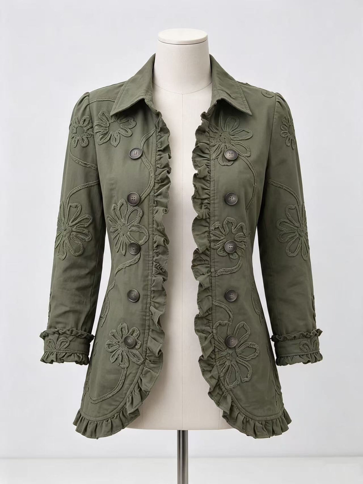 Women's Ruffle-Trim Printed Blazer (photo 10)