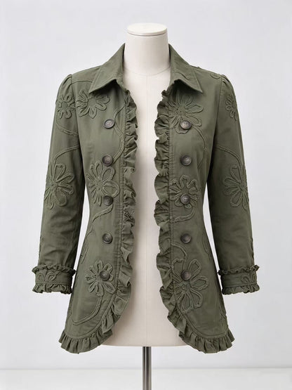 Women's Ruffle-Trim Printed Blazer (photo 10)