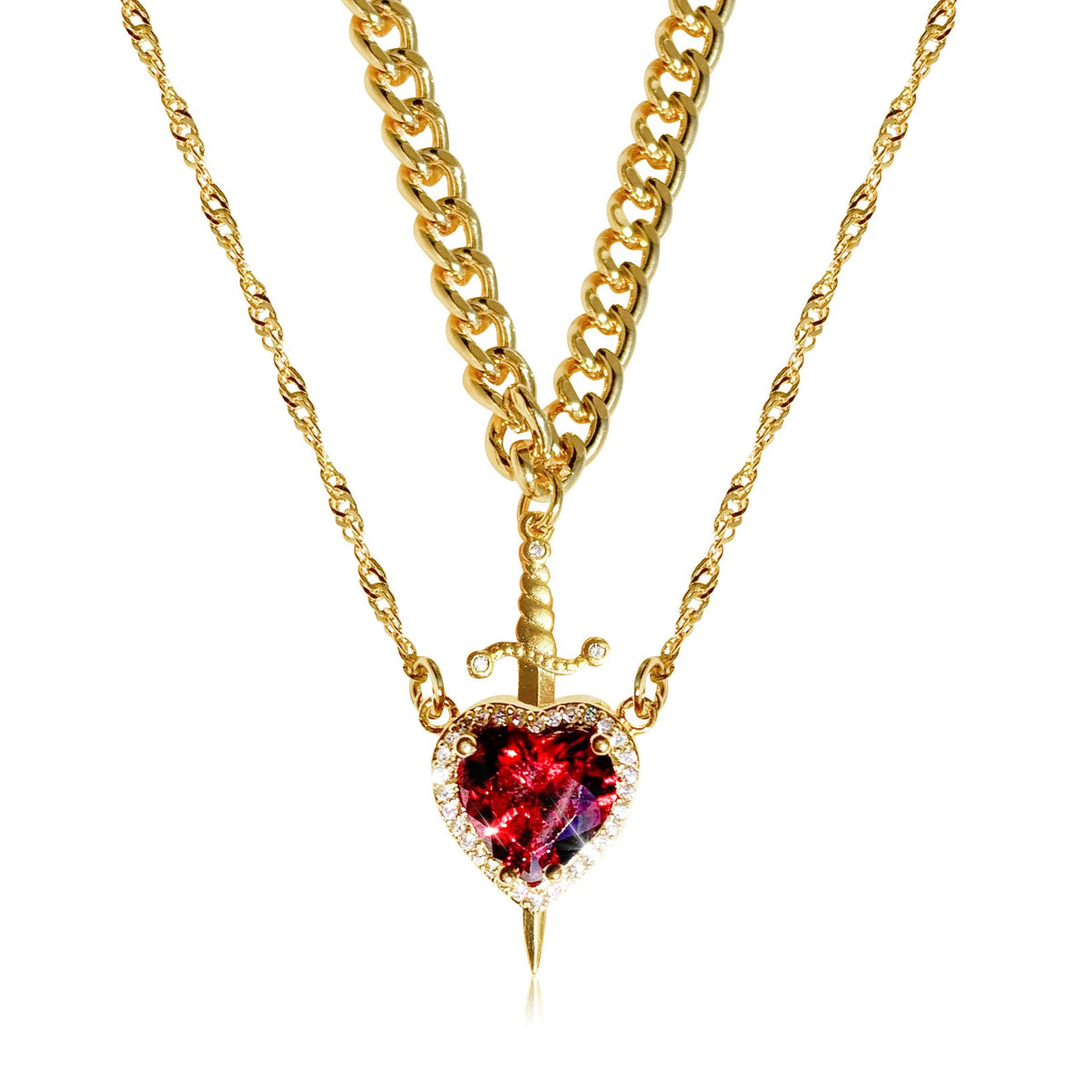 Heart and Sword Couple Necklace Set (photo 3)