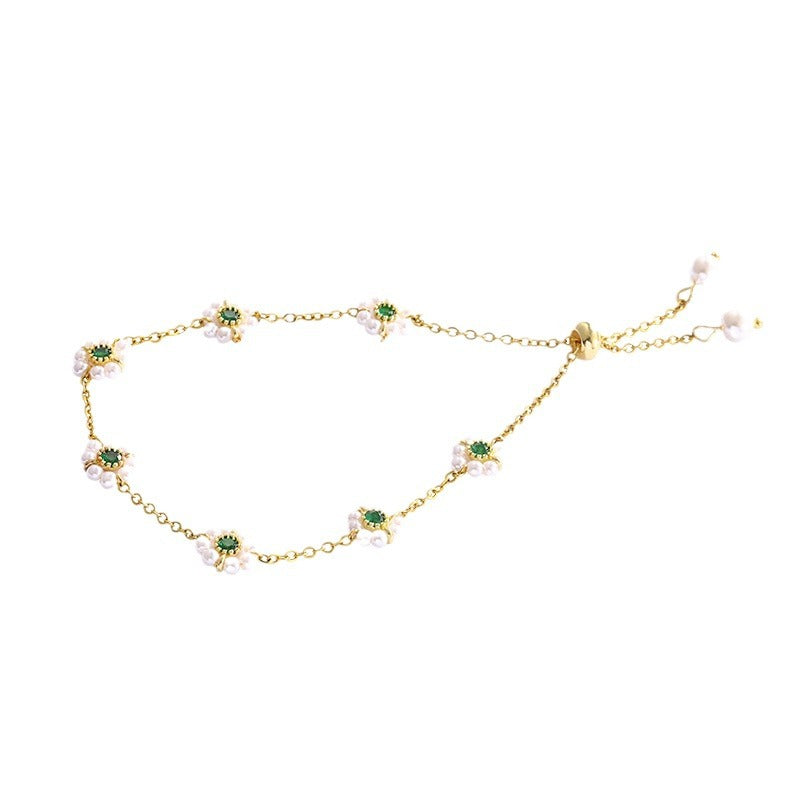 Faux Pearl Flower Adjustable Bracelet (photo 6)