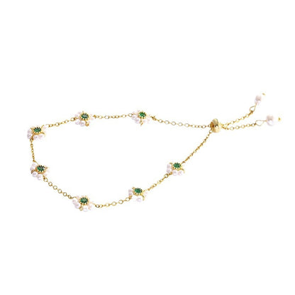 Faux Pearl Flower Adjustable Bracelet (photo 6)