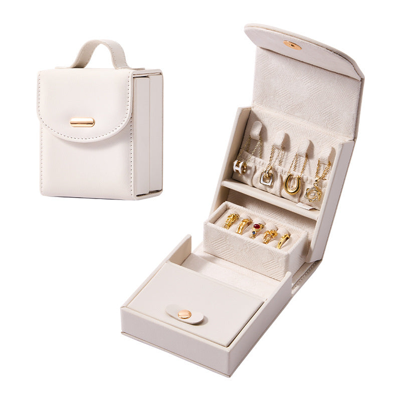 Travel Jewelry Case with Slide-Out Tray - White (photo 3)