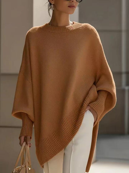 Women's Thick Knit Crewneck Pullover Sweater, Loose Fit (photo 4)