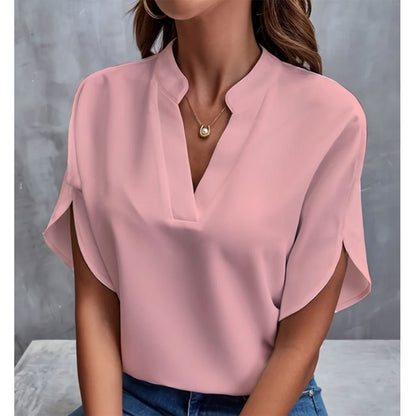Women's V-Neck Short-Sleeve Chiffon Shirt (photo 2)