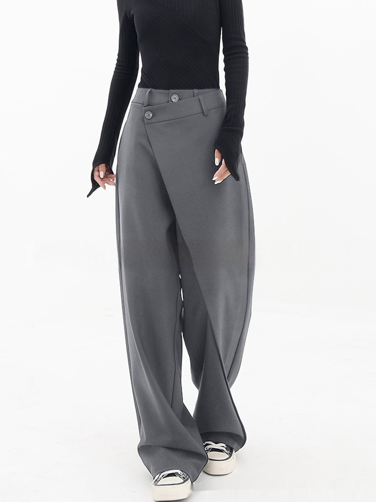 Women's High-Waist Irregular Wide-Leg Pants (photo 11)
