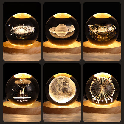 Wood Base Crystal Ball Night Lamp (photo 59)