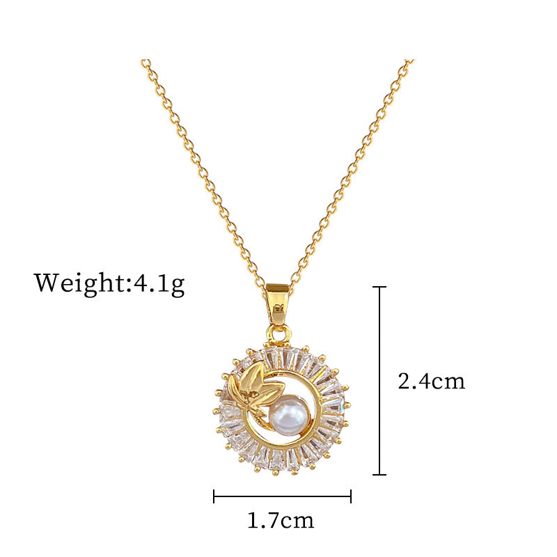 Rhinestone Leaf Necklace and Stud Earrings Set (photo 7)