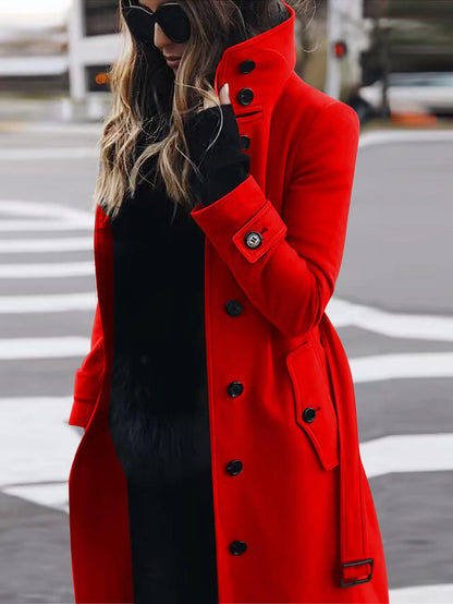 Women's Slim Stand-Collar Single-Breasted Coat (photo 8)