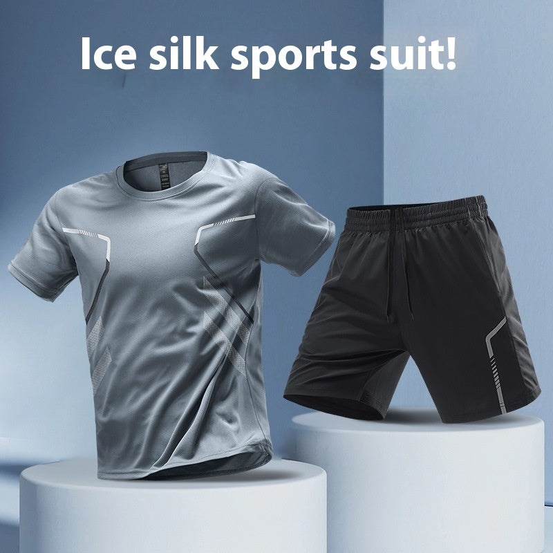 Men's Color-Block Sports T-Shirt and Shorts Set