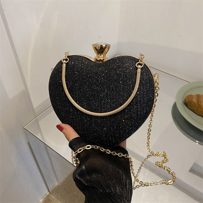 Shiny Heart-Shaped Evening Clutch with Chain (photo 5)