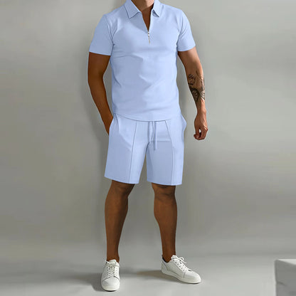 Men's Short-Sleeve Polo Shirt and Drawstring Shorts Set (photo 9)