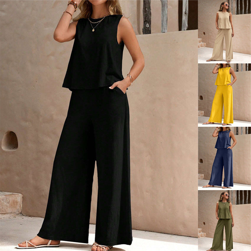 Women's Sleeveless Top and Loose Trousers Set