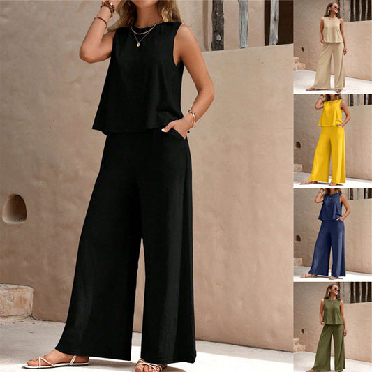 Women's Sleeveless Top and Loose Trousers Set