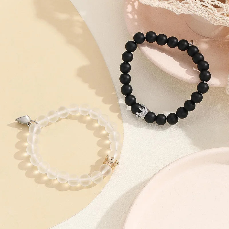 2-Piece Glow-in-the-Dark Crown Bead Couple Bracelets (photo 7)