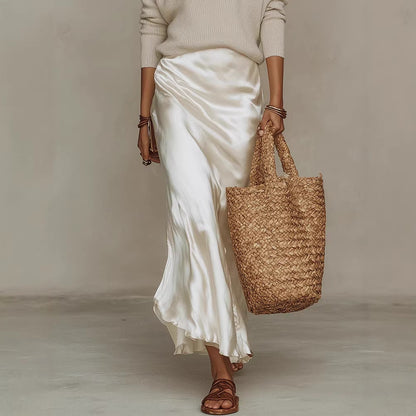 Women's Satin Slip Maxi Dress and Knit Top Two-Piece Set (photo 6)