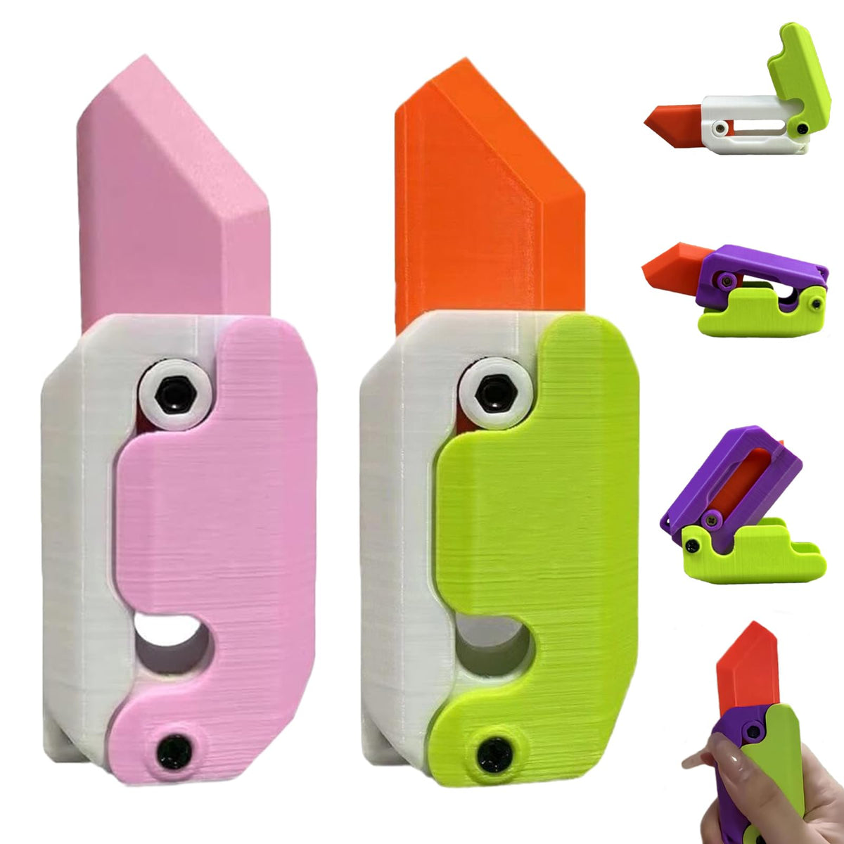 3D-Printed Carrot-Shaped Fidget Toy with Retractable Plastic Blade
