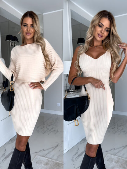 Women's Two-Piece Set: Long-Sleeve Top and Fitted Strap Skirt (photo 9)