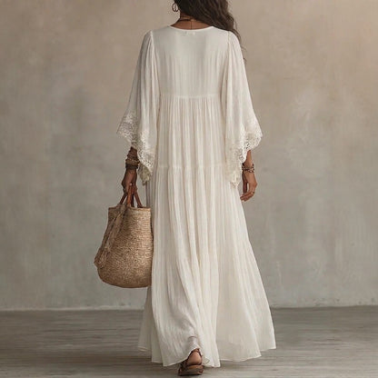Women's V-Neck Maxi Dress with Lace Trim (photo 3)