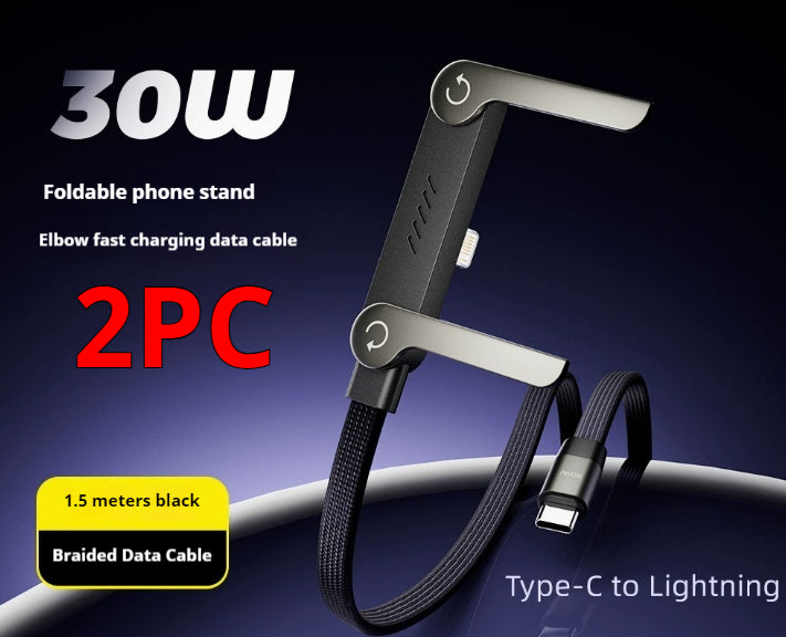 Fast-Charging USB-C Cable with Built-In Foldable Phone Stand (photo 16)