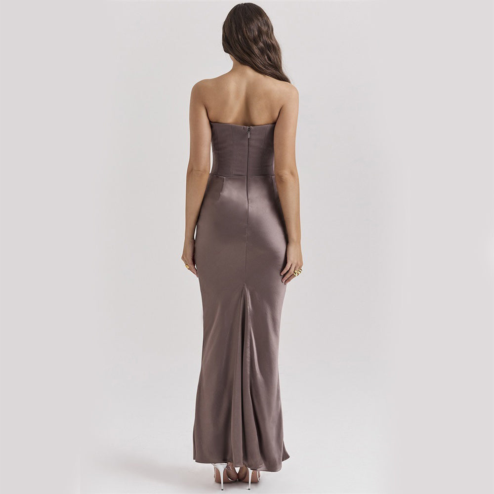 Women's Strapless Backless Bandeau Maxi Dress (photo 4)