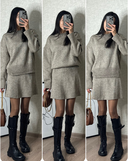 Women's Knit Sweater and Mini Skirt Set (photo 10)
