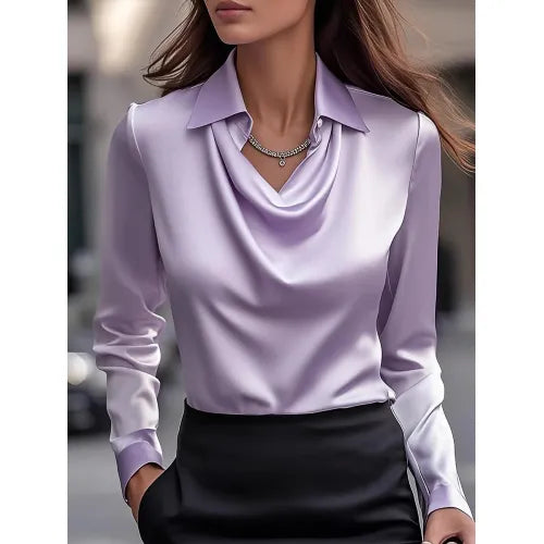 Women's Collared Long-Sleeve Button-Up Blouse (photo 14)