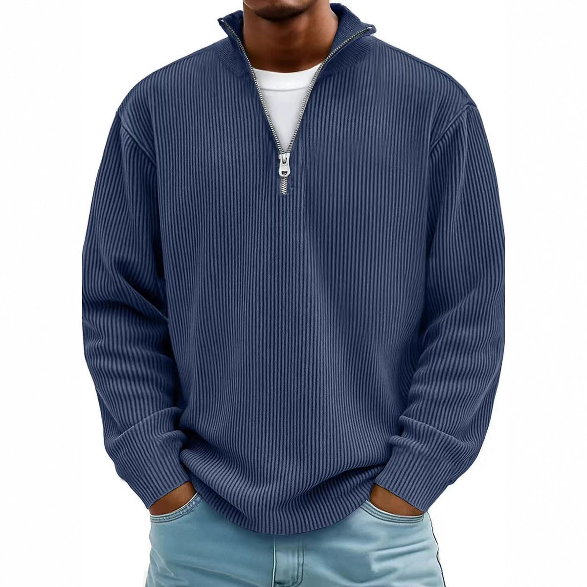 Men's Corduroy Zip Stand-Collar Pullover (photo 4)