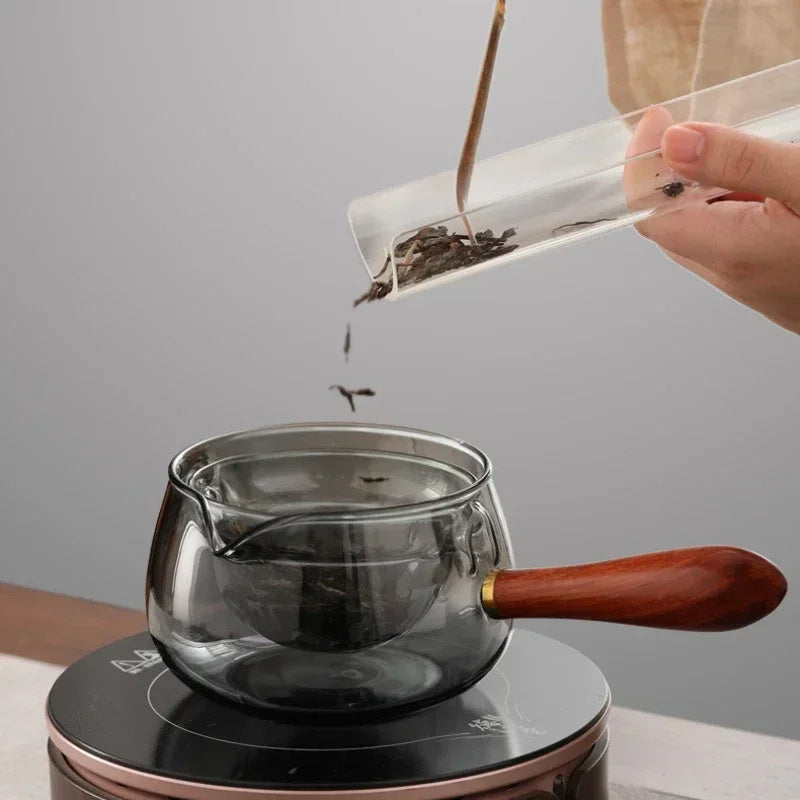 Rotating Glass Teapot with Infuser and Wooden Handle (photo 3)