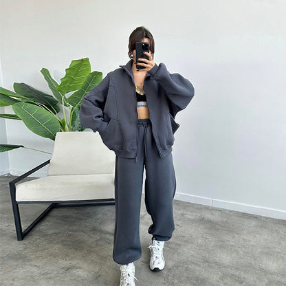 Women's Zip-Up Stand-Collar Jacket and Jogger Set (photo 8)