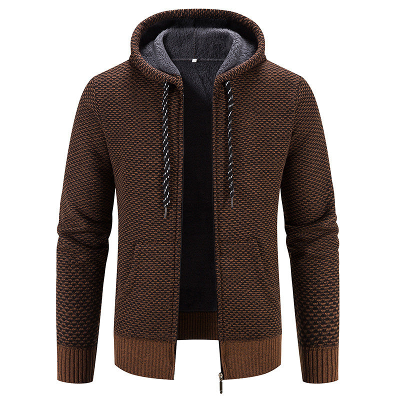 Men's Hooded Plush Zip-Up Sweater Jacket (photo 6)